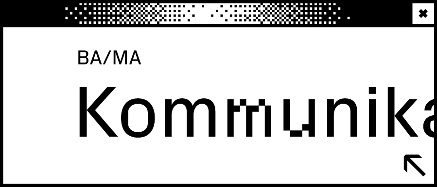 Weißes Browserfenster mit Wort Kommunikationsdesign in der Mitte
