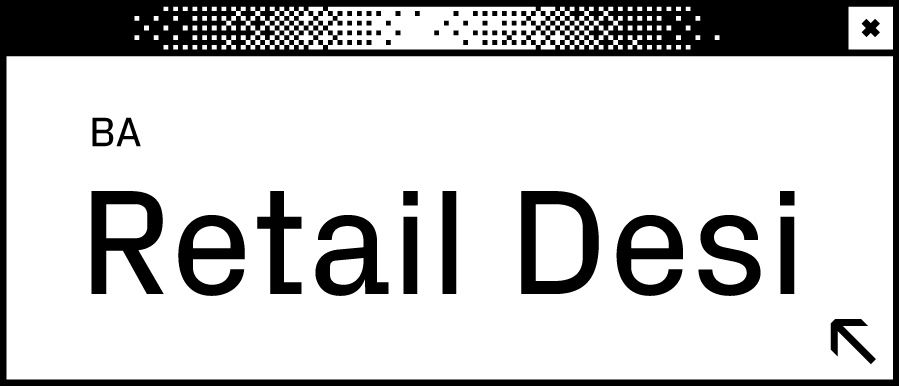 Weißes Browserfenster mit Wortabschnitt Retail Desi in der Mitte