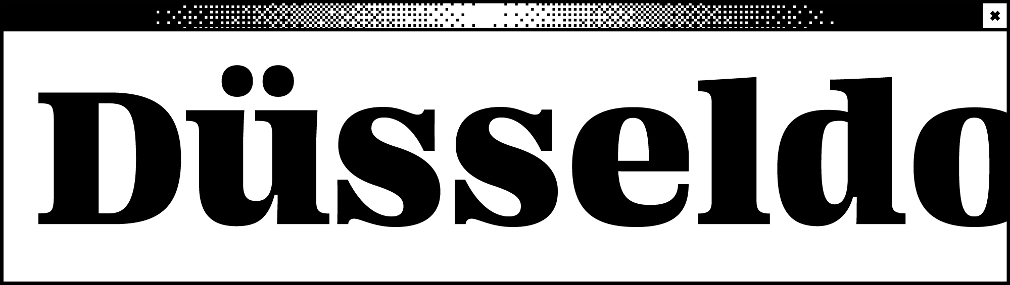 Weißes Browserfenster mit dem Wortabschnitt Düsseldo in der Mitte