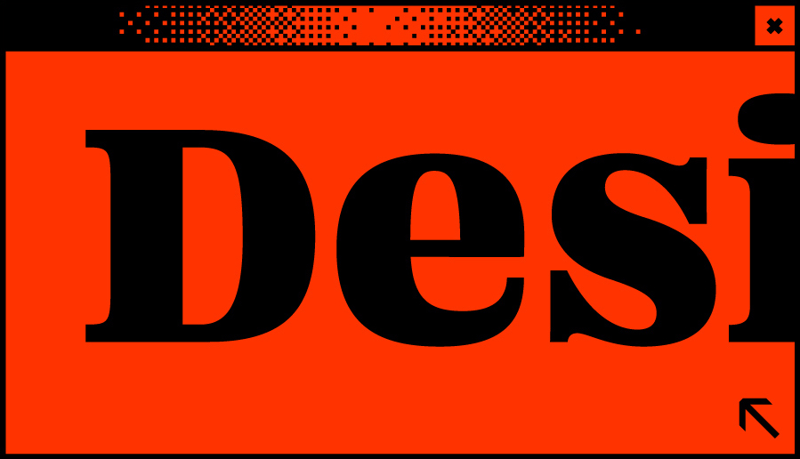 Rotes Browserfenster mit dem Wortabschnitt Desi in der Mitte