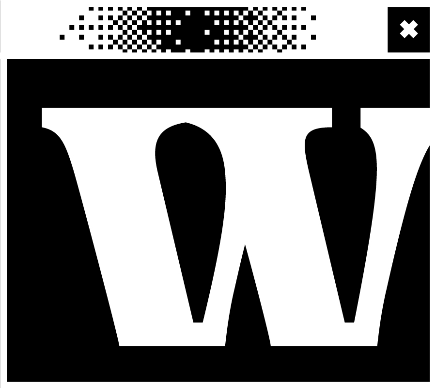 WeBildschirmfenster mit dem Buchstaben w in der Mitte